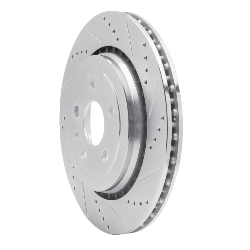Cadillac ATS Brake Rotor (1) - Rear Right - R1 Concepts - Drilled & Slotted - Silver - `16-`24